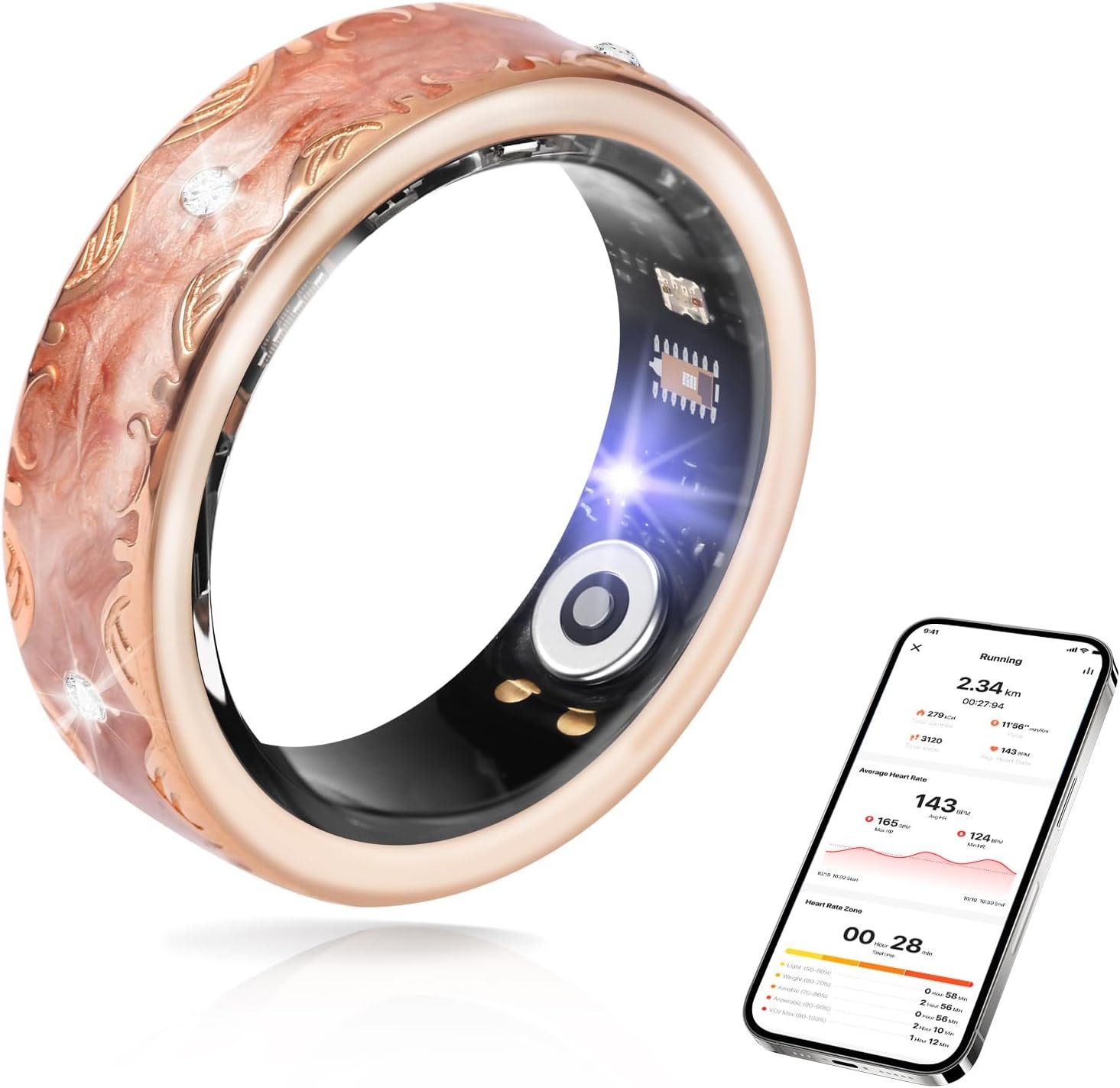 Smart Ring for Women-Men,Health-Fitness Tracker with Heart Rate, Sleep Monitor, Blood Oxygen, HRV, 128 Sports Modes, IP68 Waterproof, Gesture Control, No Subscription Fee,with iOS & Android (8)