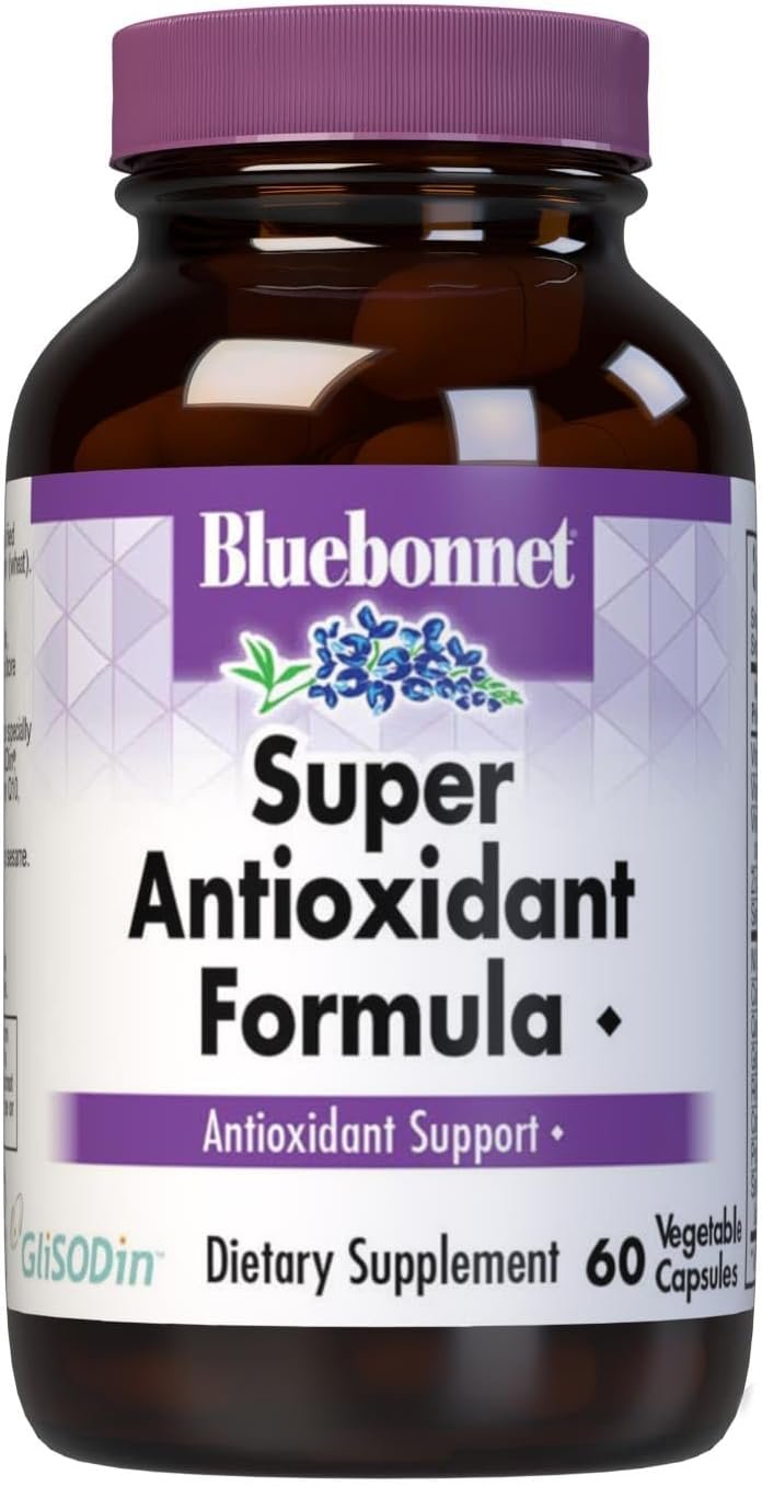 Bluebonnet Super Antioxidant Formula Immune & Radiance Supplement Vitamin A 10000 IU NAC Selenium Quercetin Superoxide Dismutase & Polyphenols Blended Antioxidants for Women & Men – 60 Veggie Capsules