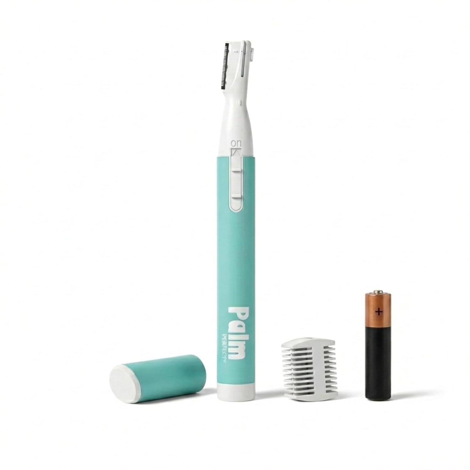 PalmPerfect Personal Hair Trimmer – Painless Precision Shaver for Eyebrows, Upper Lip, Ears, and Nose – Stainless Steel Twin-Blade Groomer with Dual-Length Comb & Battery Included