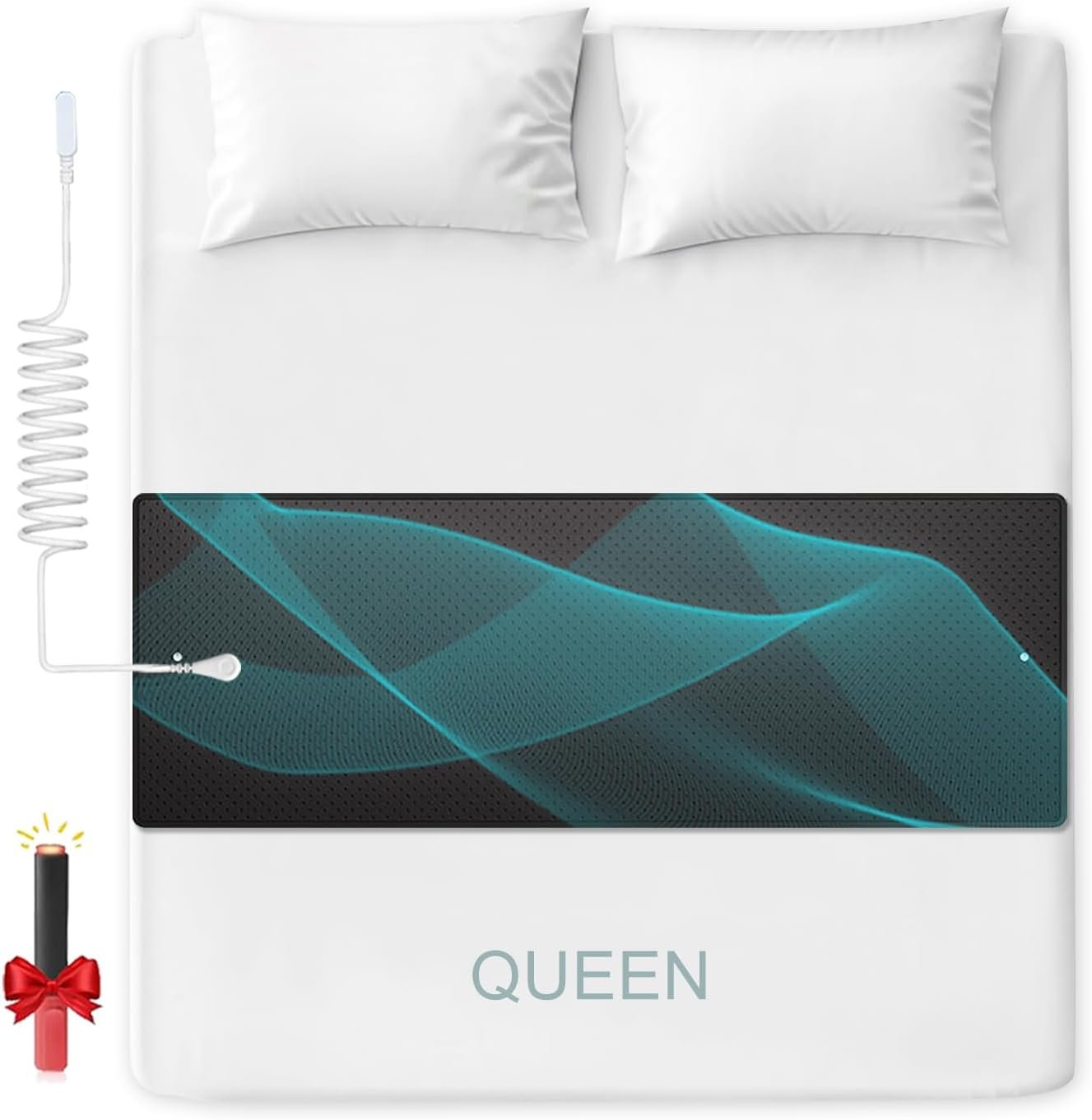 Grounding Mat for Queen Bed, Tear-Resistant PU Leather Grounding Blanket Anti-Slip Grounding Sheets with Cord, Balance Improve Sleep, Relieve Stress & Muscle Pain, Grounded Therapy (27″x60″)