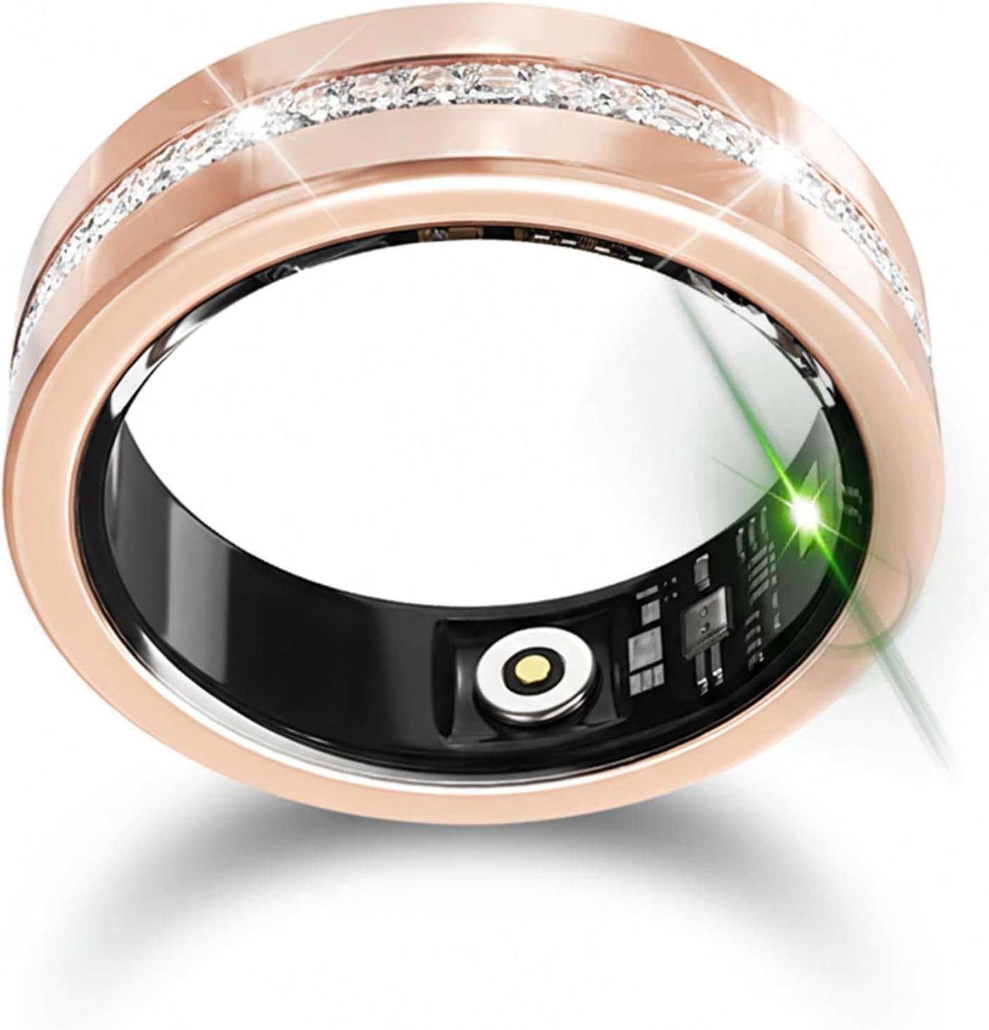 Diamond Smart Ring for Women, Fitness & Vital Signs Monitoring, Sleep Tracker, Remote Photography, No Subscription, Ladies Gift, iOS & Android(Gold,9#)
