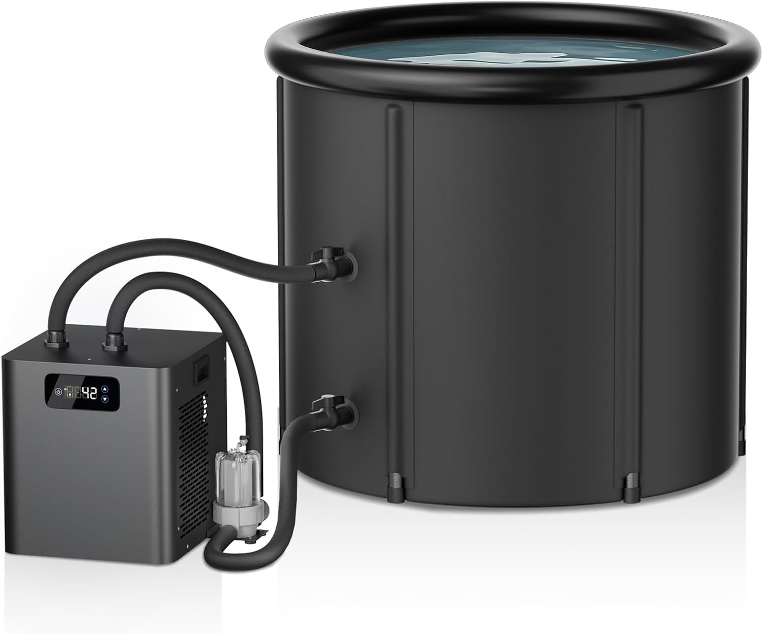 1/3 HP Cold Plunge Chiller & Ice Bath Tub Kit, Ice Bath Chiller with External Filter & Pump, 100Gal Ice Pod, Round Ice Plunge Tub, Cold Plunge Tub with Water Chiller for Cold Therapy
