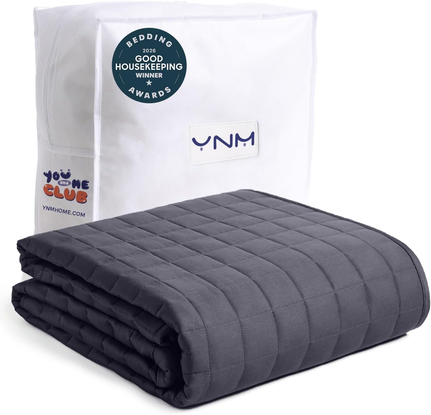 YnM 15lbs Weighted Blanket for Adults, Heavy Bed Throw Blanket with Cooling Glass Beads for All Season Use, Ideal for ~90lbs (48×72 Inches, Twin/Full, Dark Grey)