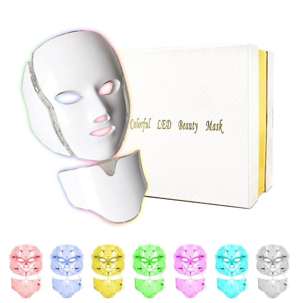 Led Facial Light Therap Mask – 7 Led Light Therap Facial Skin Care Mask – Red Light Therap for Face – Led Face Mask Light Therap – Face Mask Skin Care,Used at Home