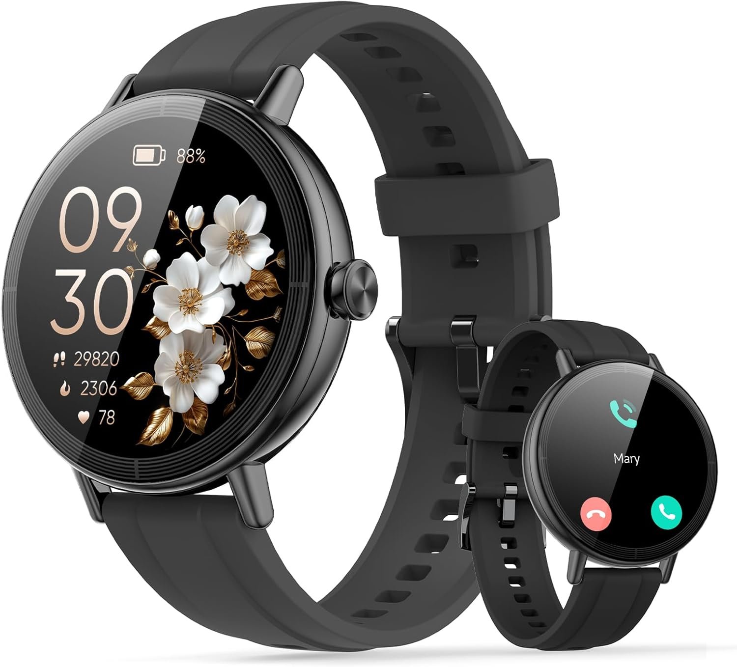 Smart Watch for Women, 1.27″ HD Fitness Tracker with Bluetooth Calls(Answer&Make) IP68 Waterproof Smartwatch Compatible IOS/Android,100+ Sport Modes Watch with Heart Rate/Sleep Monitor Pedometer Black