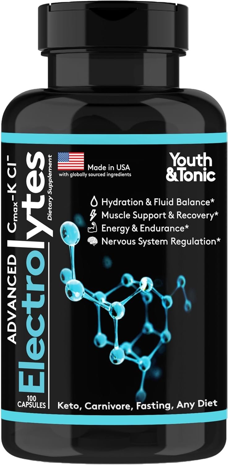 Complete Electrolyte Supplement Pills High Absorption | Cmax Potassium Chloride Magnesium Sodium Calcium Zinc | Boost Endurance Muscle Recovery Mental Focus | Salt Electrolytes Tablets | Keto Friendly