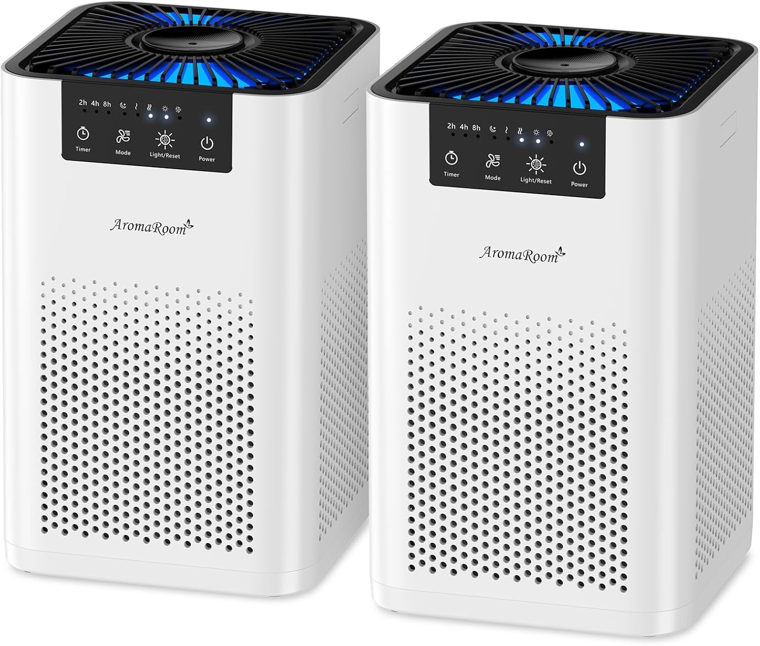 AromaRoom Air Purifiers for Bedroom, Hepa Air Purifiers for Home Pet Pee Smell with Aromatherapy, Quiet 360° Airflow Air Cleaner 3-in-1 Filter for Office, Dorm, Apartment, Kitchen, AP102-White, 2Packs