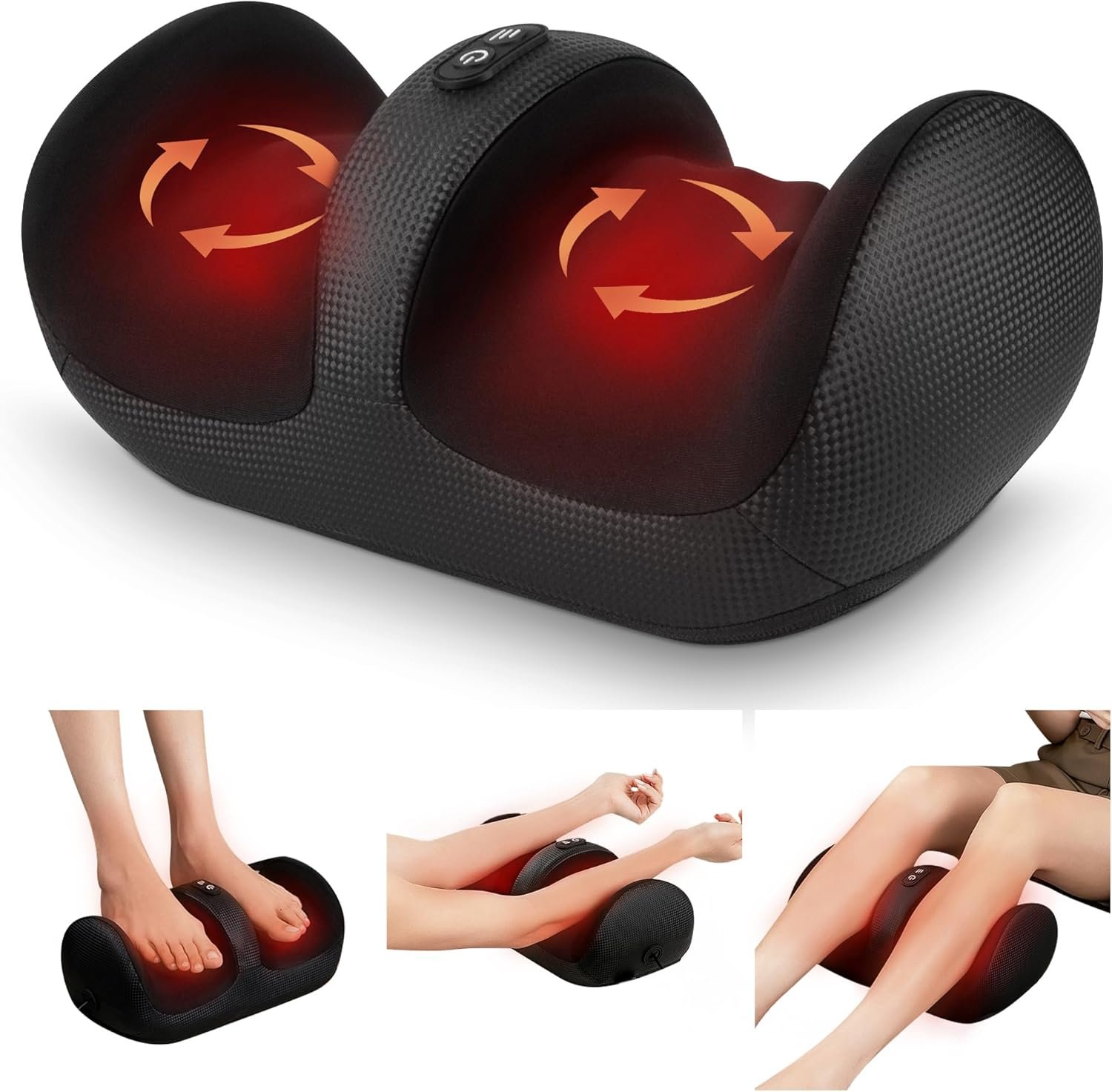 Nekteck Foot Massager with Heat & Foot Roller, Shiatsu Calf Leg Massager for Circulation and Neuropathy Pain Relief for Feet Care Home Office Gadgets Relaxing Massage Tools Gifts for Women Men Mom Dad