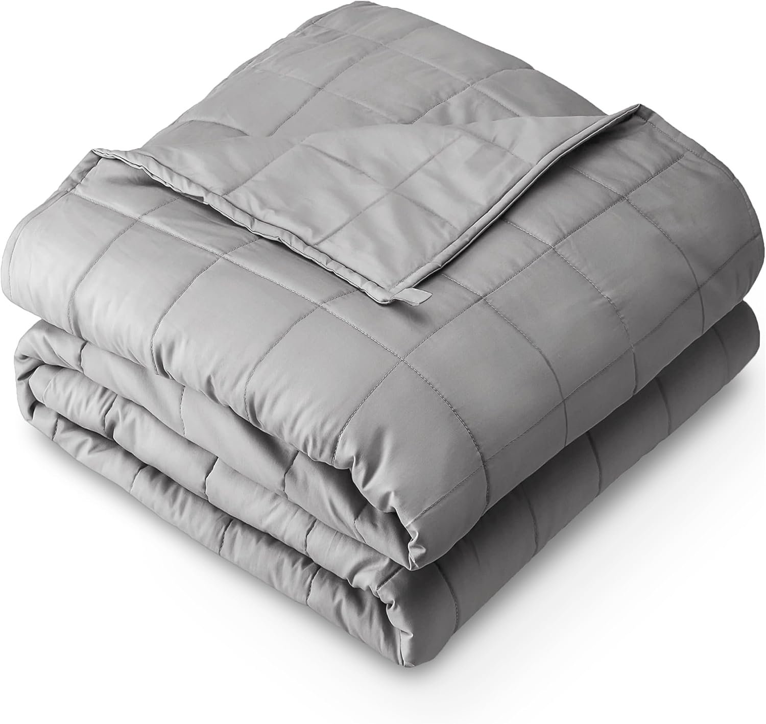 Bare Home Weighted Blanket All-Natural 100% Cotton with Nontoxic Glass Beads 60″x80″ 17lbs, Light Grey