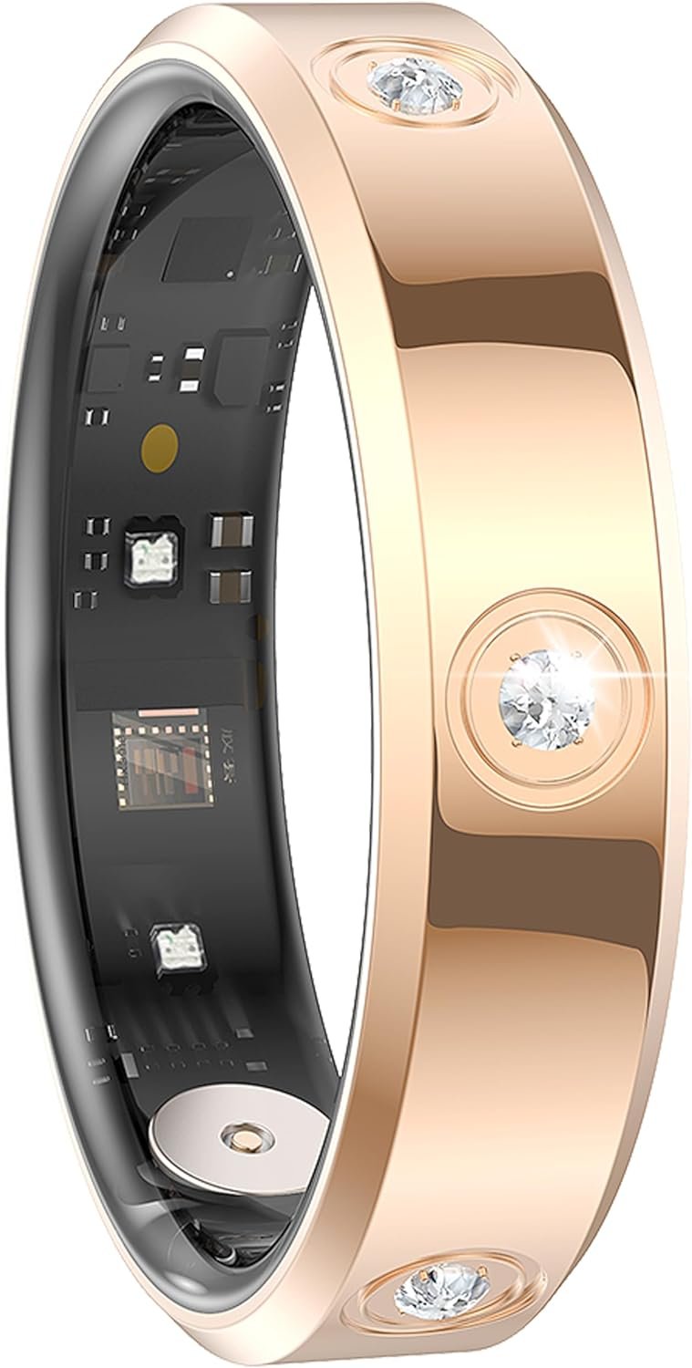 Smart Ring Ultra Narrow Heart Rate Monitor Diamond Comfortable Sleep Ring Health Fitness Tracker Pedometer Step Counter Calories Waterproof Ladies Smart Rings for Women Men Anillo Inteligente