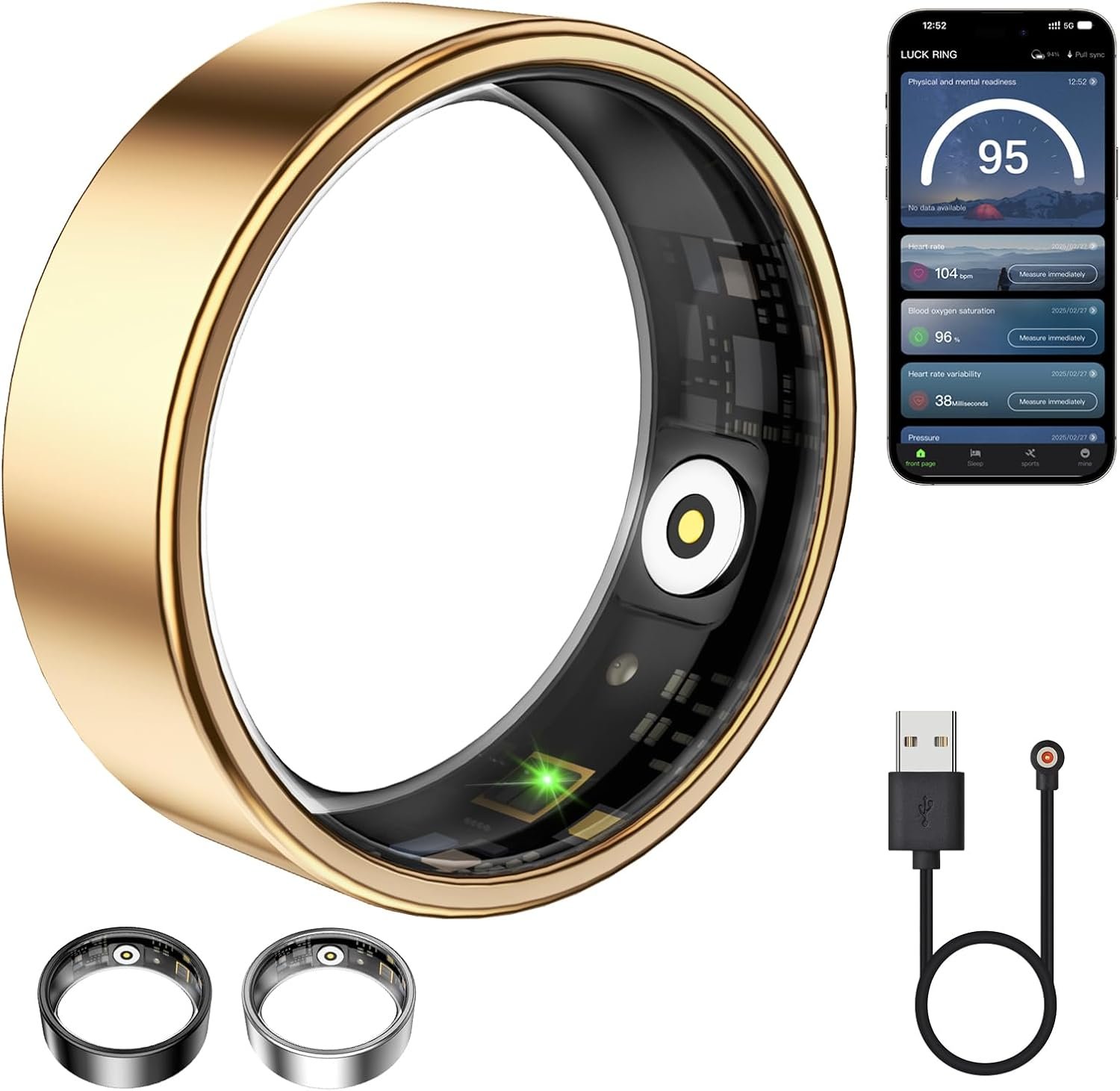 Smart Ring for Women & Men, Fitness Tracker with Heart Rate, Blood Oxygen, Sleep Monitoring, Long-Lasting Battery, IP68 Waterproof, Compatible with iOS & Android (Rose Gold, #6)