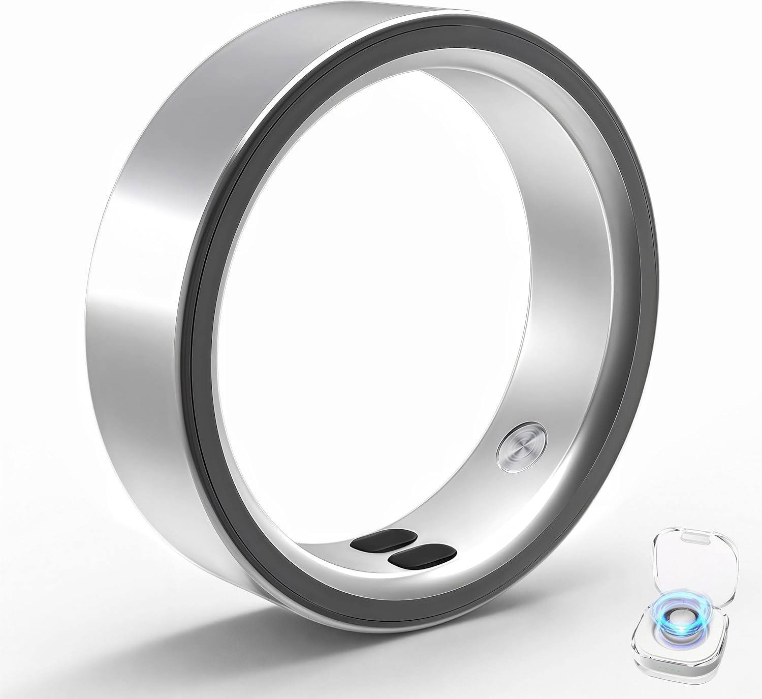 Smart Ring for Women Men,Sleep Tracking Wearable,Fitness Tracker Ring with Step/Heart Rate/Blood Oxygen/Distance/Calorie,Clock Vibration,No Subscription Fee,5ATM Waterproof, iOS&Android(Silver 13)