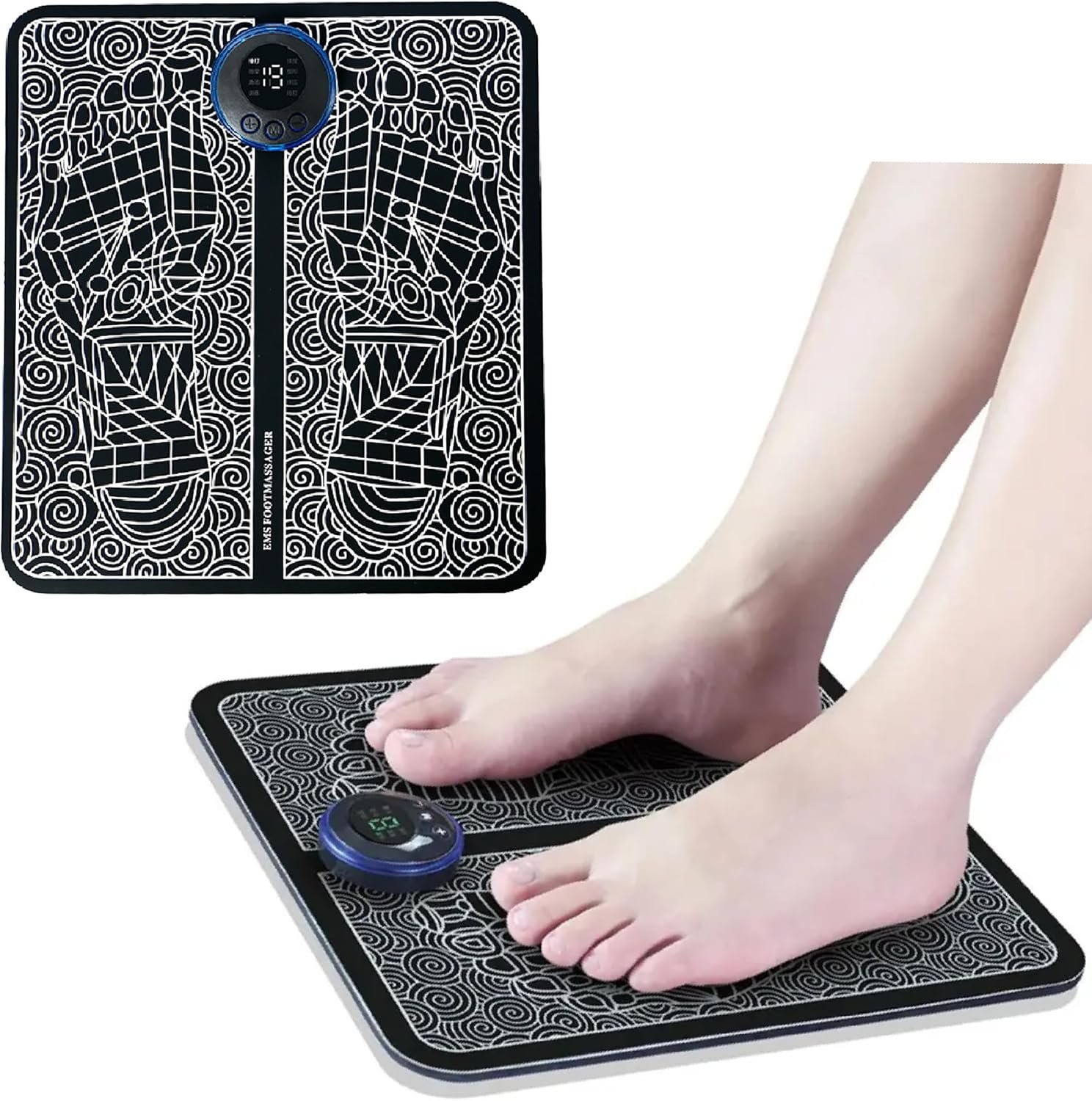EMS Foot Massager Mat,Foot Stimulator Massager Pad–Improved Circulation and Pain Plantar Fasciitis Relief, Muscle Relaxation, Foldable Legs & Feet Massager