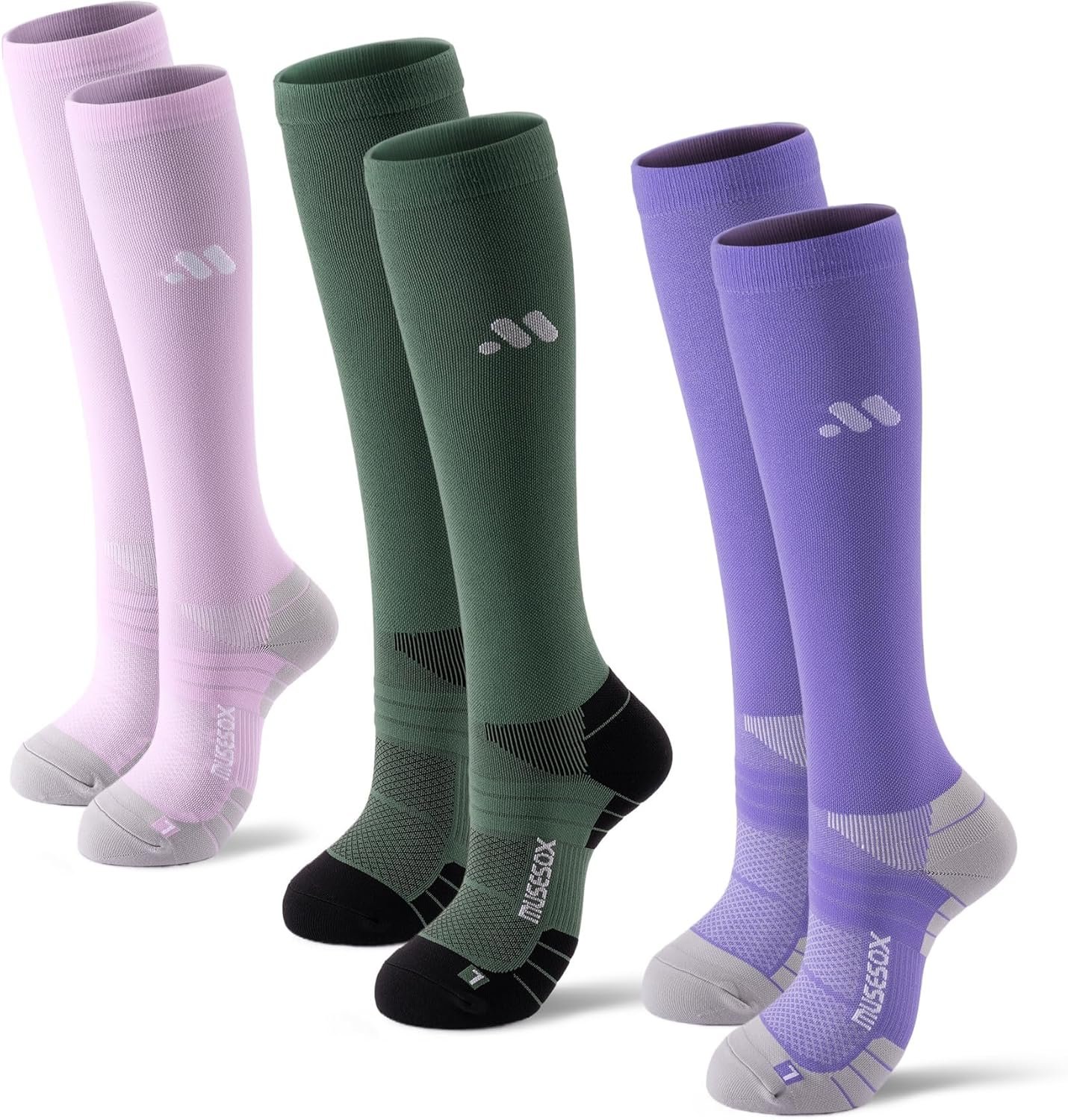 Compression Socks for Women and Men,Knee High 15-20mmHg Graduated Support(3 Pairs) Best for Nurses,Pregnant,Travel