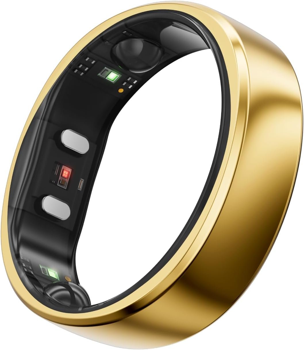 RingConn Gen 2, World’s First Smart Ring with Sleep Apnea Monitoring, No APP Subscription, 12-Day Battery Life, Stress/Heart Rate/Women’s Health Tracker, Android & iOS Compatible (Gold, Size 7)