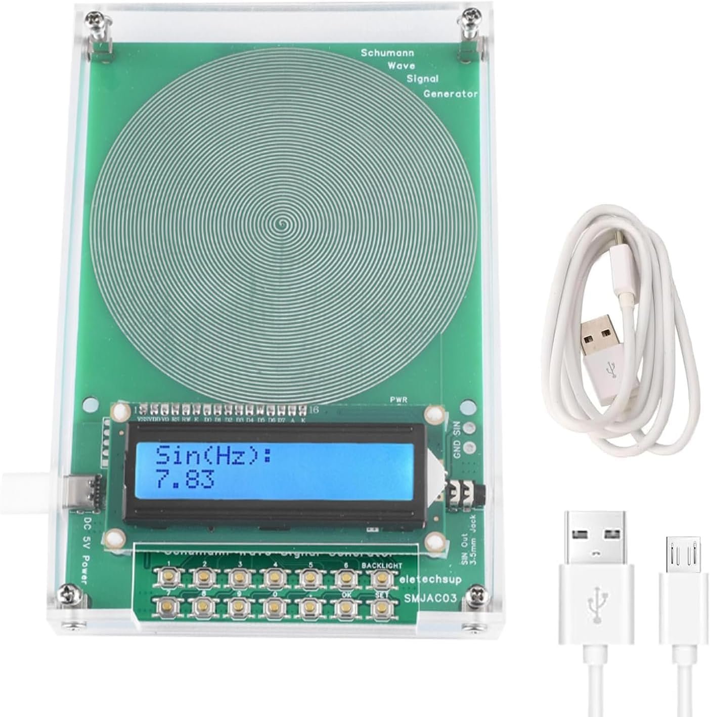 7.83Hz Frequency Generator for Healing, 0.1HZ-100000Hz Adjustable Sound Frequency Machine Healing Device, Schumann Wave Resonance Generator, USB Powered Sound Healing Frequency Device