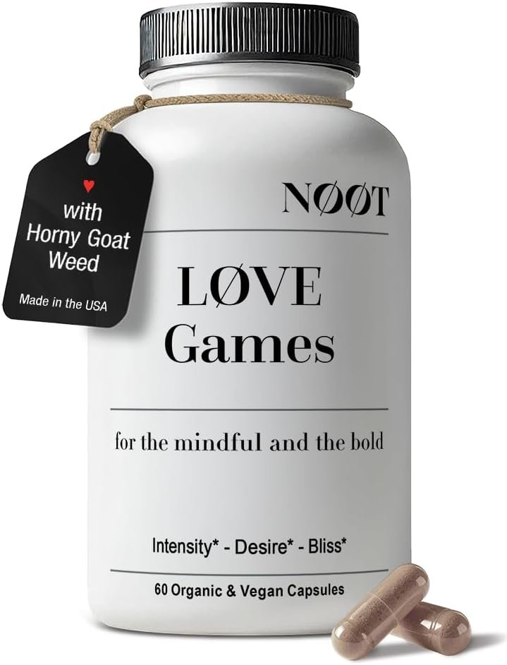 NOOT Love Game – Libido Booster for Women & Men, Mood & Energy Support, Fast-Acting Libido Supplement w. Maca Root, Female Libido Booster w. Horny Goat Weed, Ginseng & Tribulus Enhancer, 60 Capsules