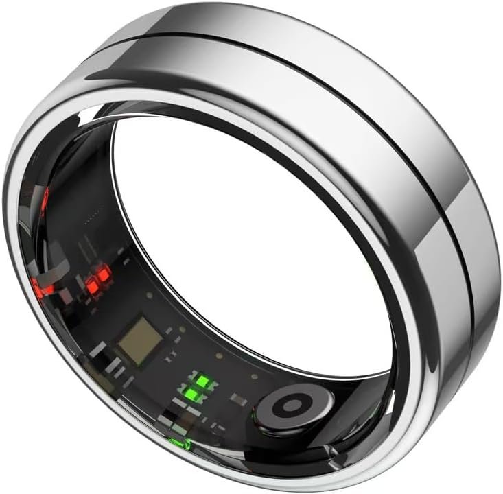 Smart Ring with Exclusive APP（no subscription fee） & Bluetooth 5.1, Magnetic Charging 18mAh Battery, 24/7 Fitness & Health Monitor (Heart Rate, Blood Oxygen, Sleep Tracking) (Silver, 11#)