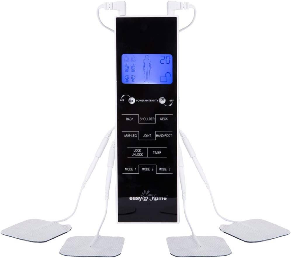Easy@Home TENS Unit Muscle Stimulator, Electronic Pulse Massager,EMS TENS Machine,Pain Relief Therapy Pain Management Device,Backlit LCD Display, OTC Home Use – FSA Eligible Handheld, EHE010