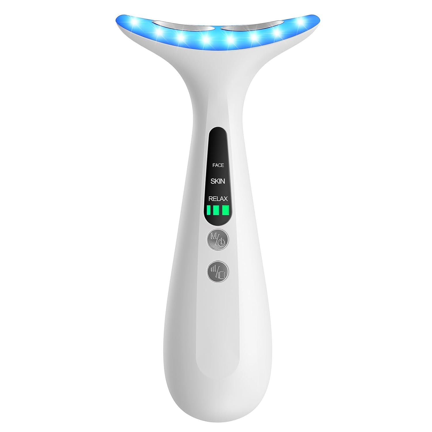 Facial and Neck Massager for Face, Neck – Skin Lifting & Firming – Wrinkle & Dark Circle Reducer – at Home Skin Care Face Sculpting Tool and Neck Massager-Milky White