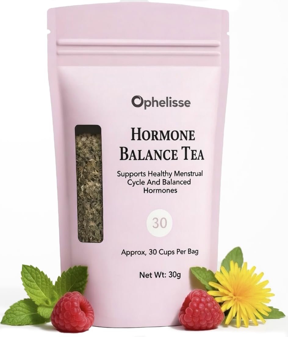Ophelisse Hormone Balance Tea for Women — 8-Herb Loose Leaf Blend with Red Raspberry Leaf & Spearmint — PMS, Period Cramp, Mood & Bloating Support — Natural Plant-Based Herbal Wellness Tea 30 Servings