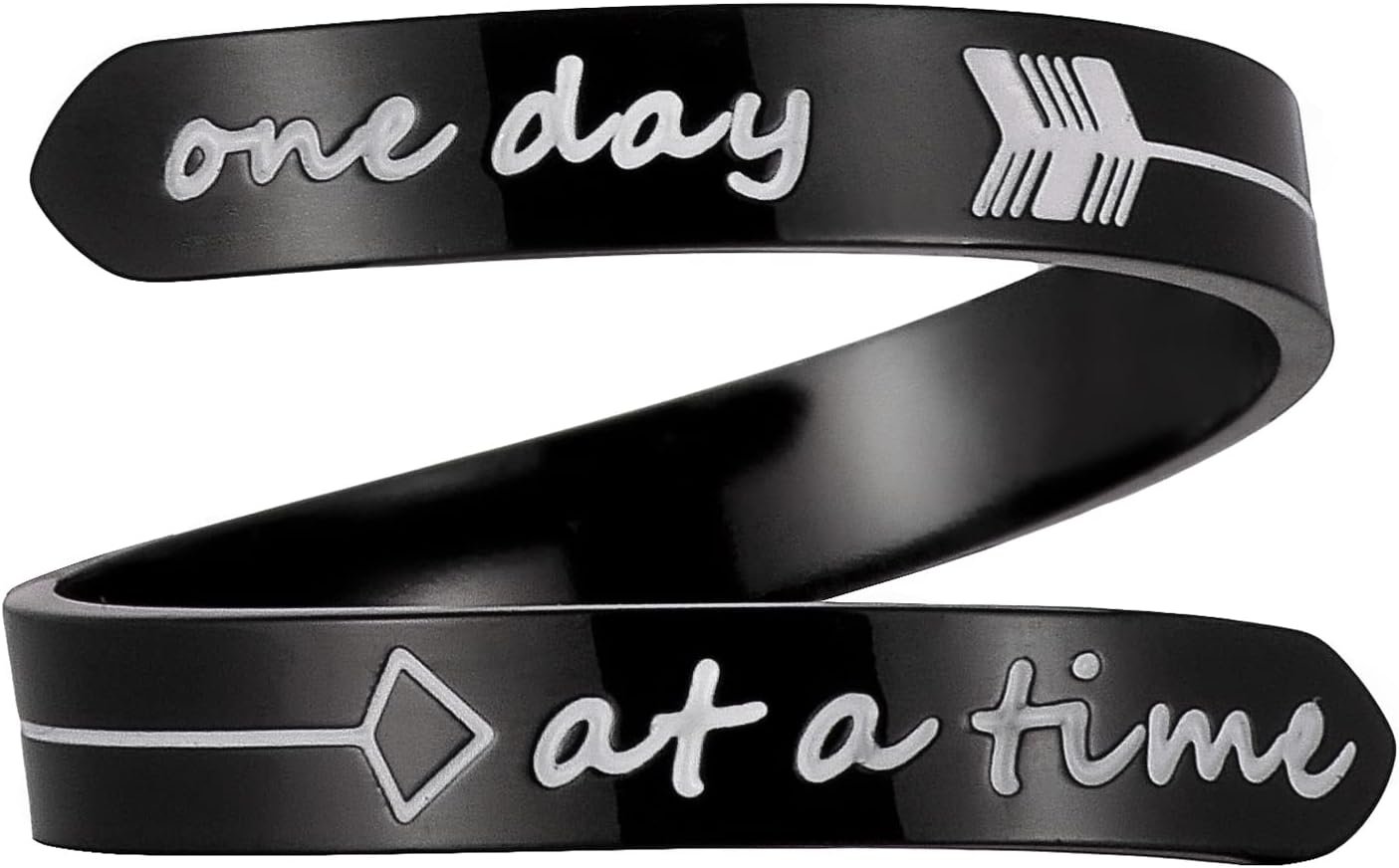 Opening Black Keep Going ring Stainless Steel Adjustable Never give up Jewelry Inspirational Opening Stacking Cute Hiphop Band