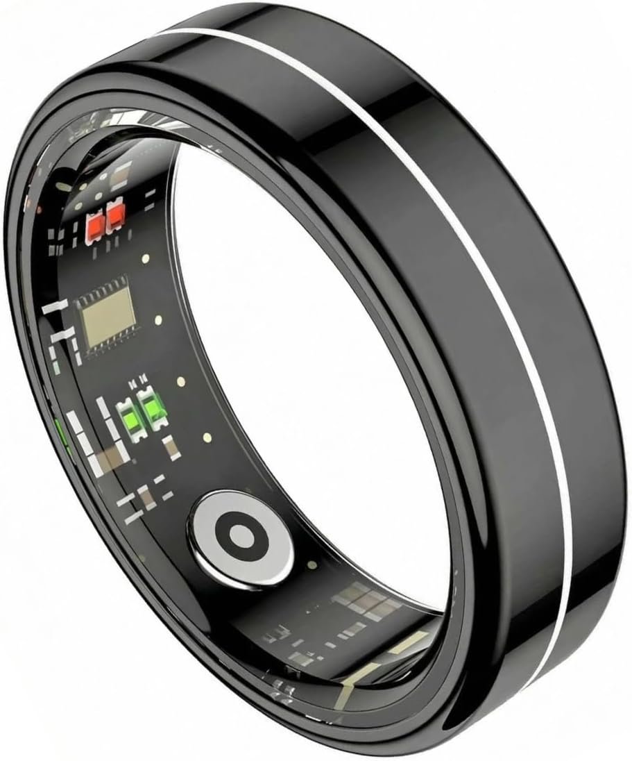 Smart Ring Health Tracker for Women Men, 24/7 Health Monitor(Heart Rate/Blood Oxygen/ HRV/Stress/Sleep Tracker) Waterproof Multisports Fitness Ring with Dedicated APP No Subscription Fee (Black, 9#)