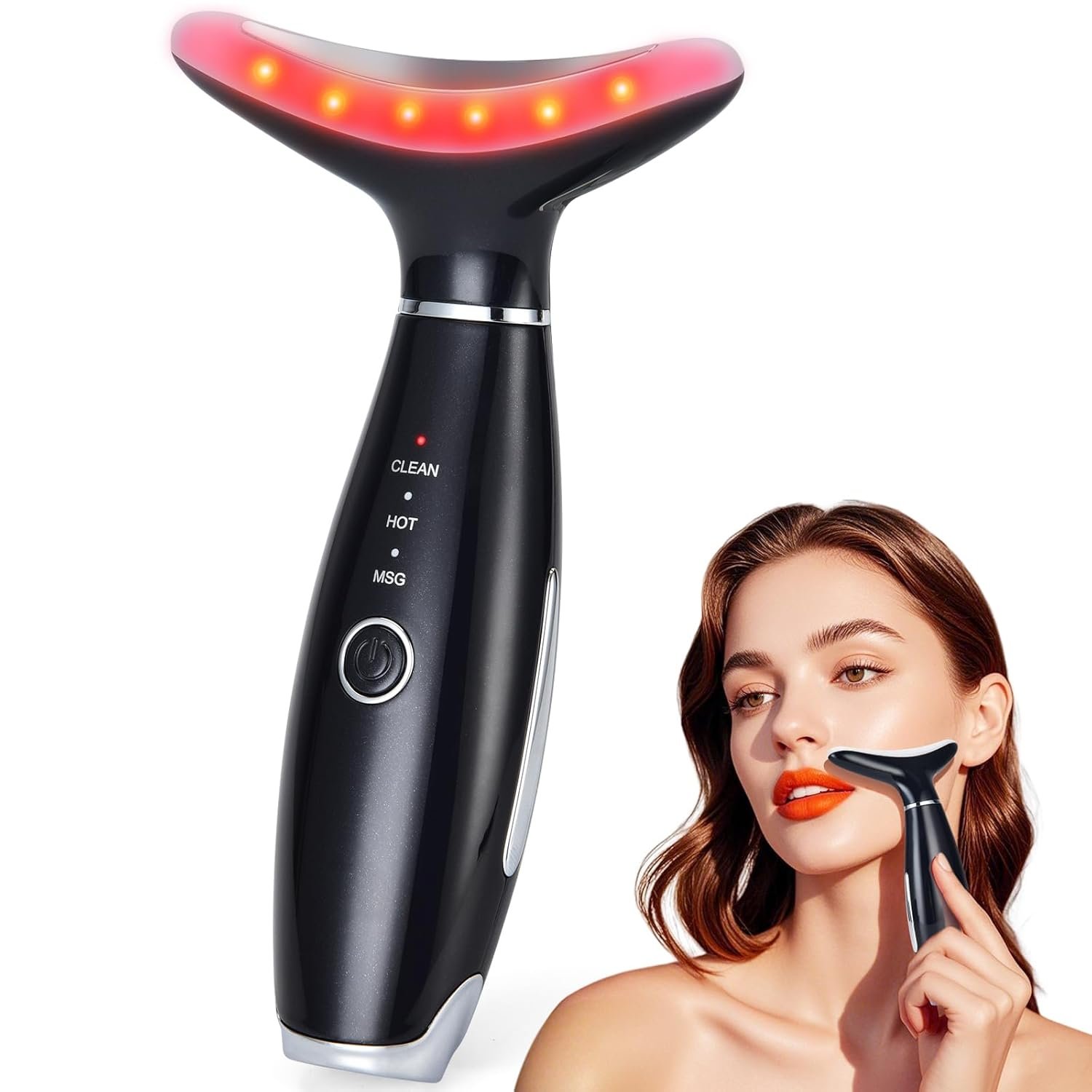 LATME Facial Massager,Neck Face Massager Tool,3 Mode Massage with Heat,Portable Beauty Instrument for Skin Care Women Gift (Black)