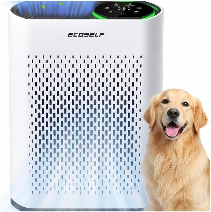 HEPA Air Purifier for Home, Large Room Air Cleaner, PM2.5 Display, 360° Airflow, Quiet Sleep Mode, White