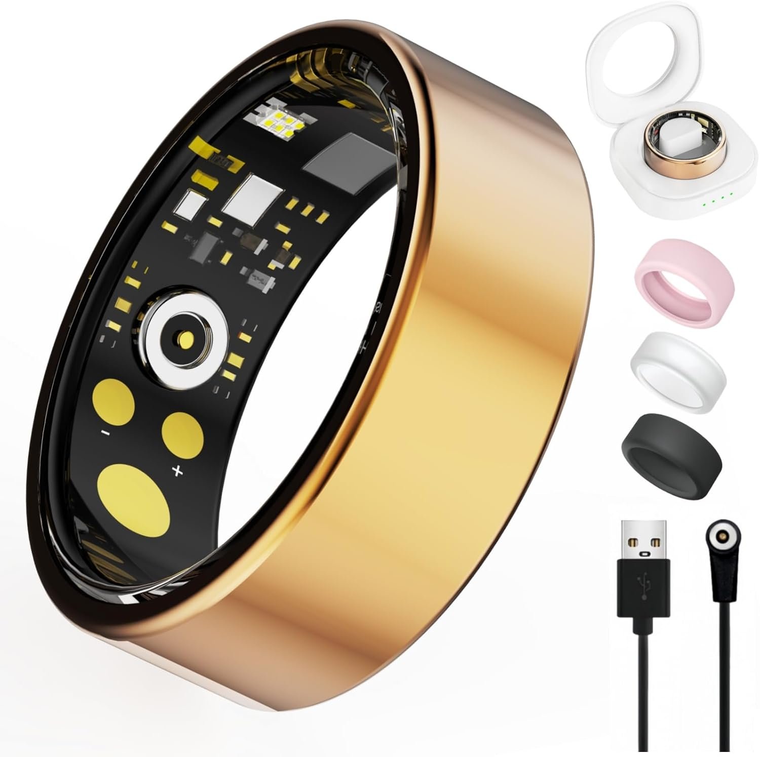 Smart Ring for Women Men, Health Tracker with Heart Rate/Blood Oxygen/Blood Pressure/Sleep Monitoring/Step Counting, IP68 Waterproof Fitness Ring