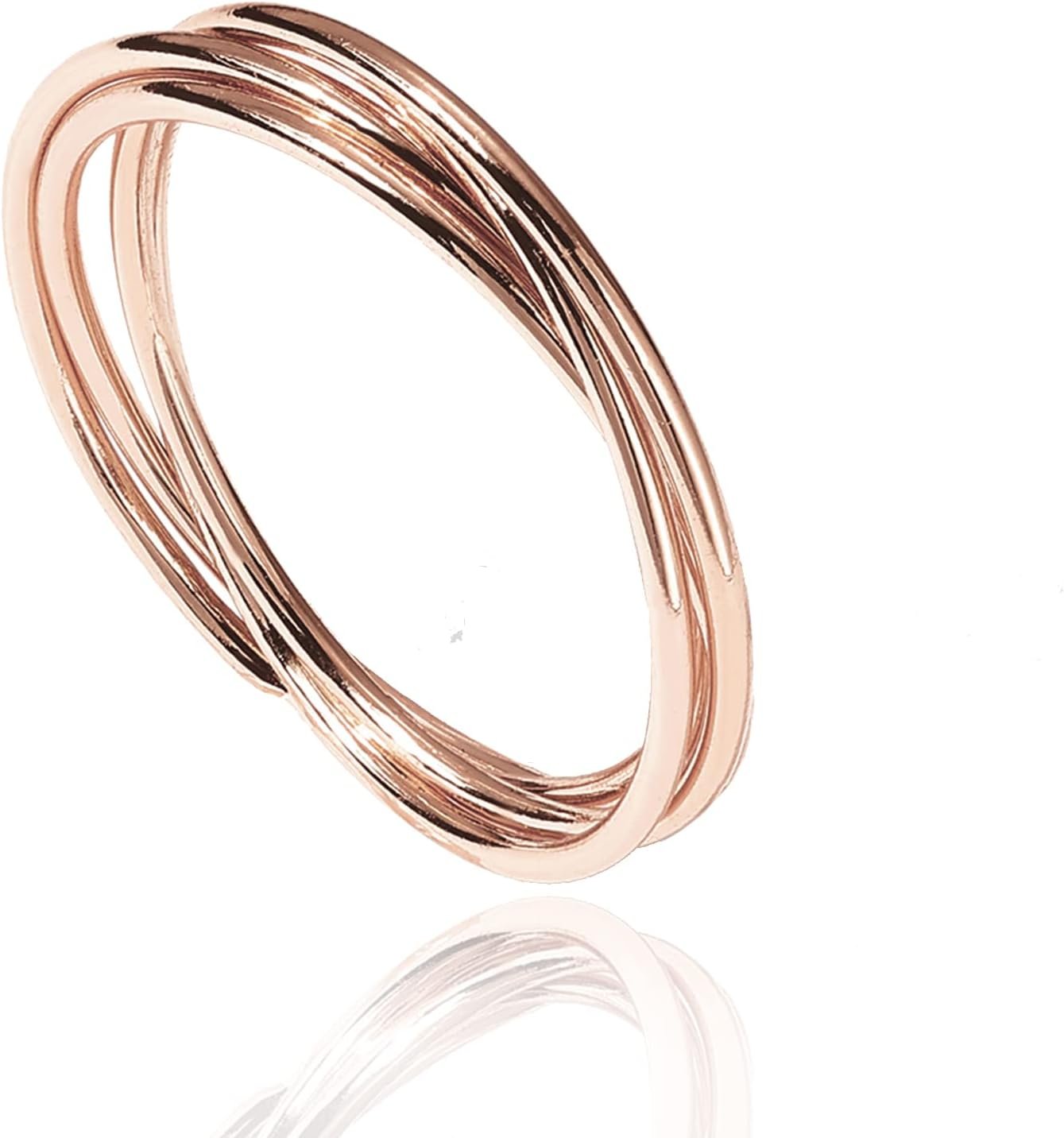 PAVOI 14K Plated Interlocked Rolling Anxiety Fidget Ring for Women and Men – Stacking Gold Ring