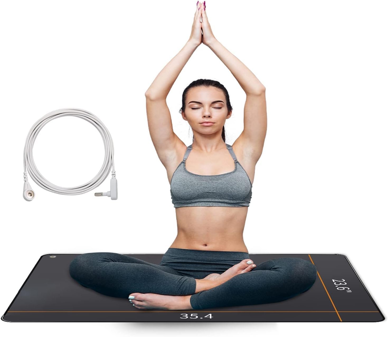 Grounding Mat,35.4×23.6 inches,Reconnect to The Earth EMF Recovery,for Foot Therapy, Universal Grounding Sleep Mat, Grounding Yoga Mat,Improve Energy,Sleep Assist and Helps with Anxiety Black