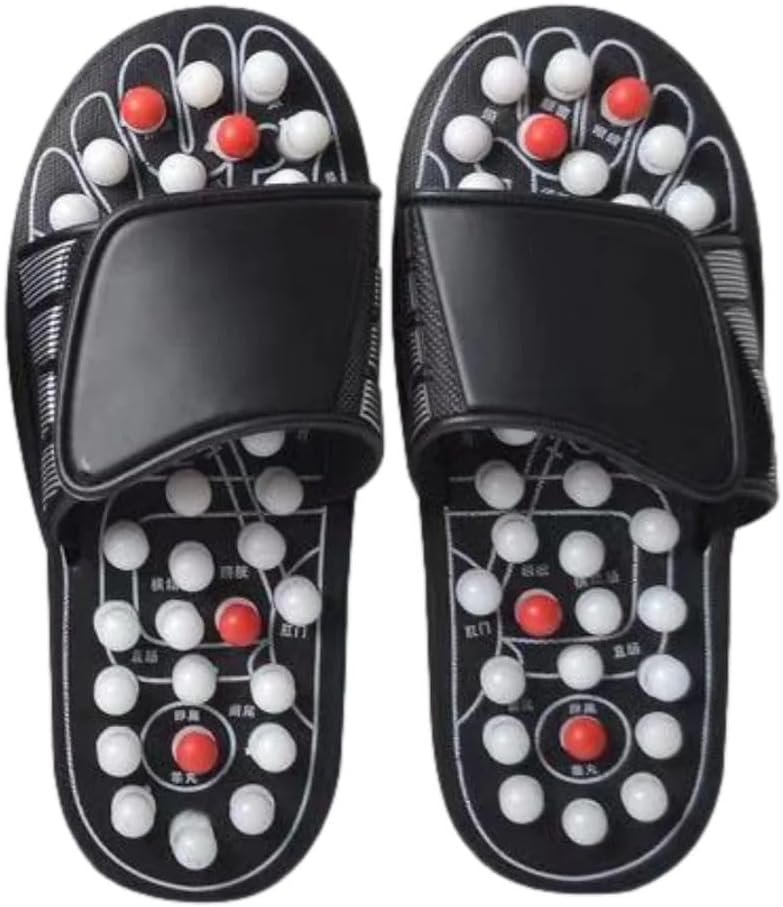 Reflexology Foot Pressure Point Massage Tools Mat Massage Slippers Slides Sandals Shoes, Back Knee Feet Arch Heel Pain and Tension Relief Products Gifts (XL-Men(10-11)Women(11.5-12.5), 1Pair)