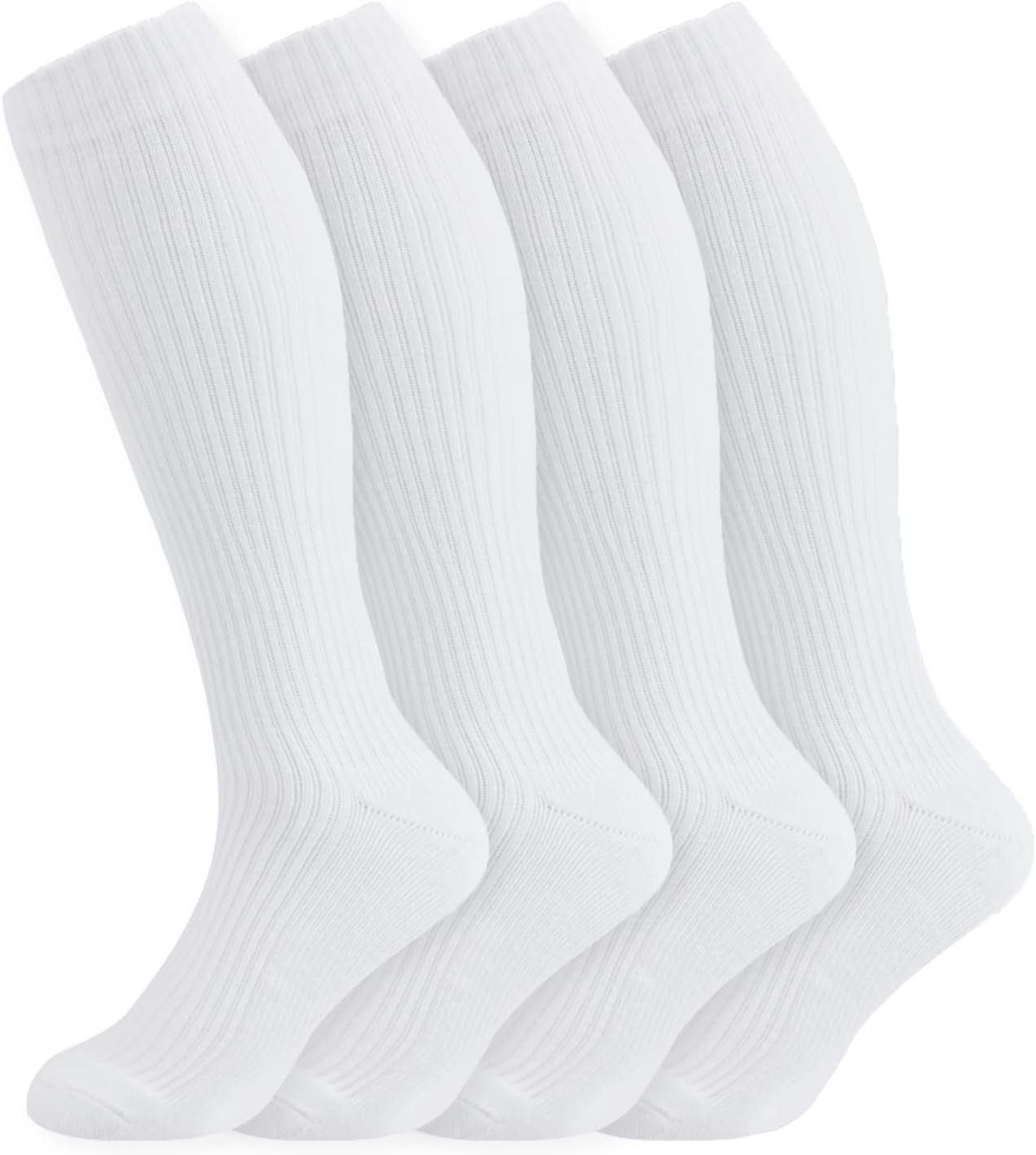 +MD Cotton Compression Socks for Women & Men 4/6 Pairs 15-20mmHg Knee High for Sports, Travel, Nursing Long Sitting Standing