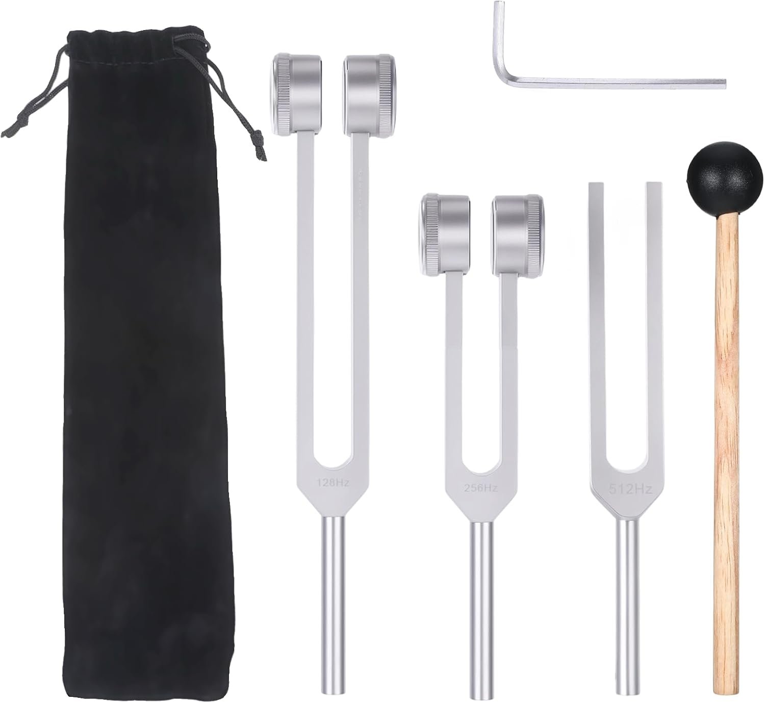 3 Pcs Tuning Forks Set(128hz,256hz,512hz),Weighted & Unweighted Tuning Forks Set,for Chakra Wellness,Essential Yoga, Yoga and Meditation,Relaxation Gifts for Women