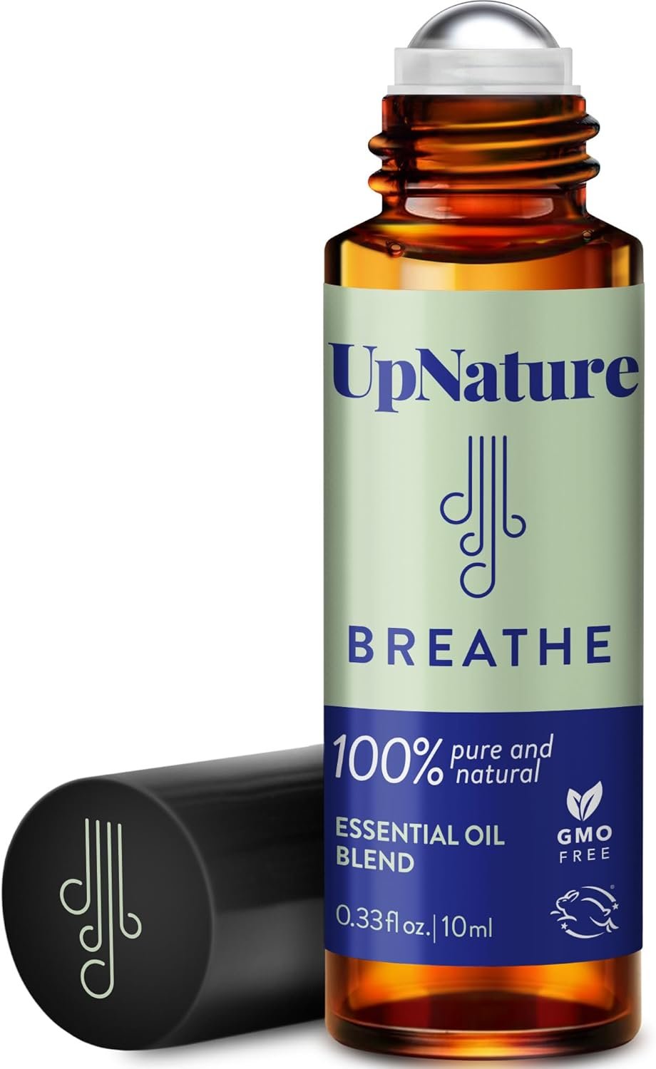 UpNature Breathe Essential Oil Roll On Blend – Natural Breathing Support – Premium Quality Essential Oils for Skin – Pure Blend of Peppermint, Tea Tree & Eucalyptus Oil