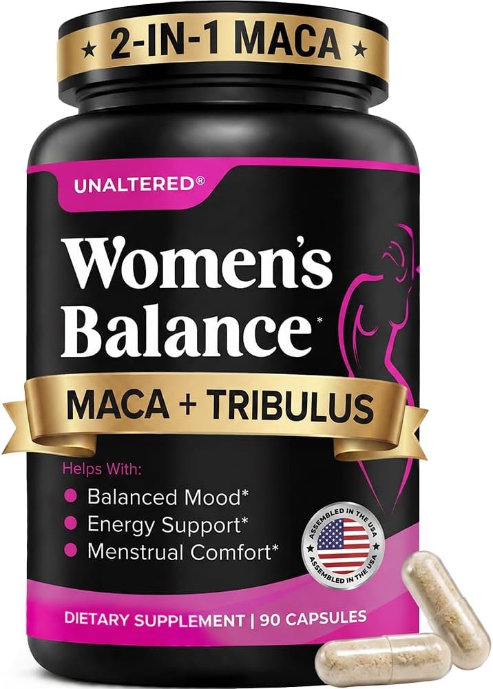 UNALTERED Hormone Balance & Mood Support for Women – Naturally Supports Hormonal Balance & Energy with Tribulus Terrestris & Red Maca Root Extract – Dietary Supplement – 90 Vegan Capsules