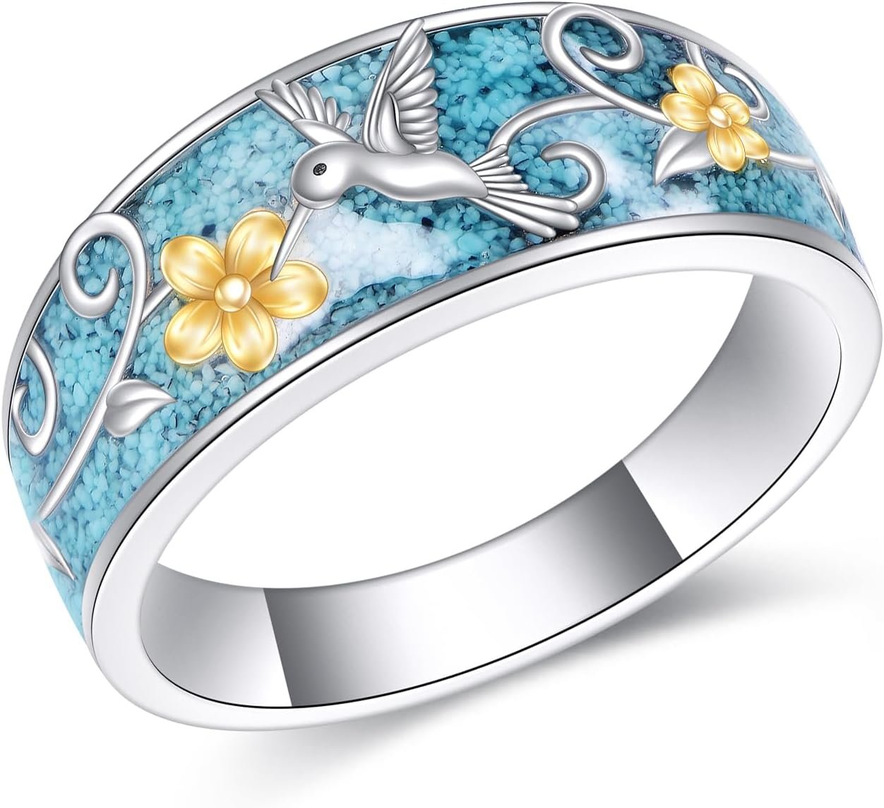 ONEFINITY Turquoise Rings S925 Sterling Silver Turquoise Ring Jewelry Gift For Women Men