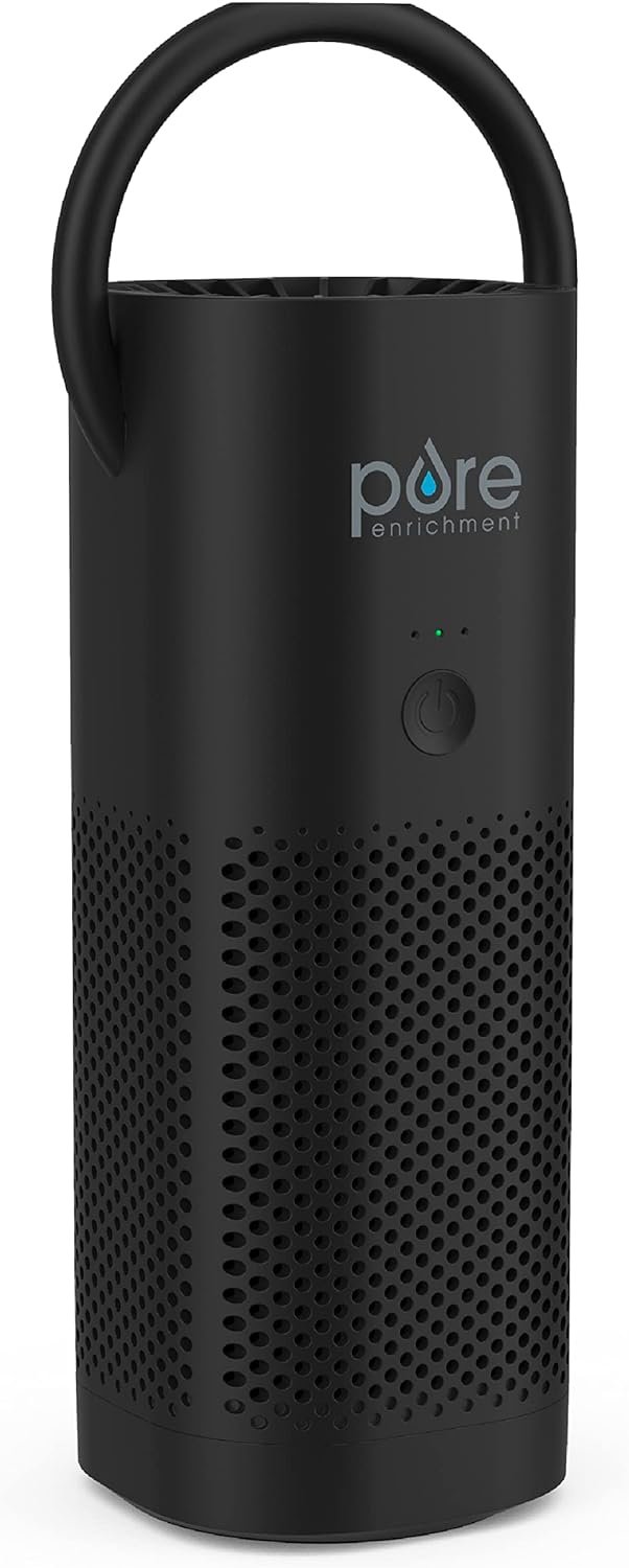 Pure Enrichment PureZone Mini Portable Air Purifier – Cordless True HEPA Filter Cleans Air & Eliminates 99.97% of Dust, Odors, & Allergens Close to You – Cars, School, & Office (Black)