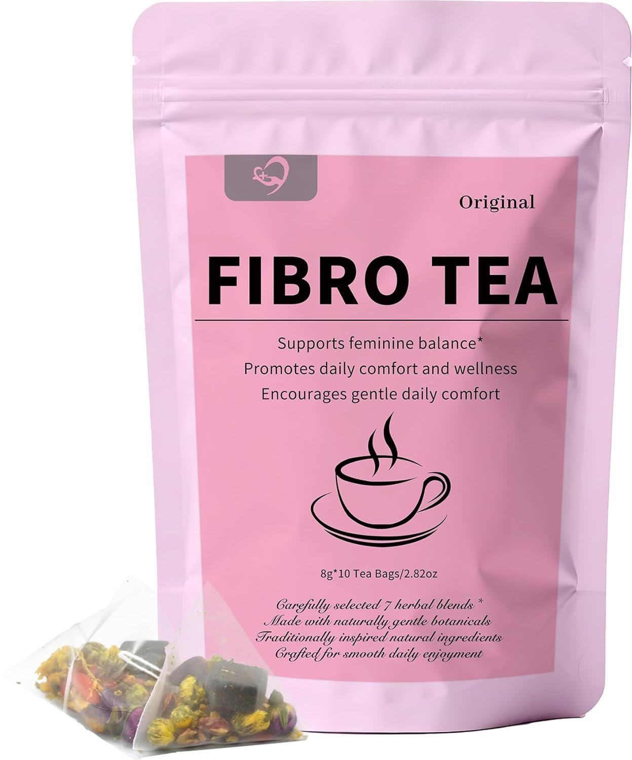 Hiberbs Fibro Tea, 10 Teabags, Herbal Tea for Women Daily Wellness, Organic Herbal Blend with Brown Sugar & Flos Lonicerae, Caffeine-Free