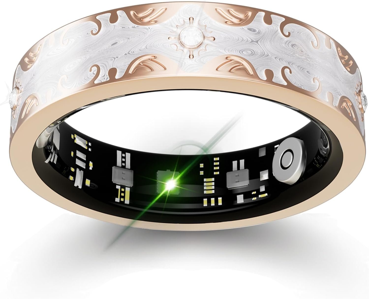 Smart Ring for Women Gift, Fitness & Vital Signs Monitoring, Sleep Tracker/Remote Photography/No Subscription(White,8#)