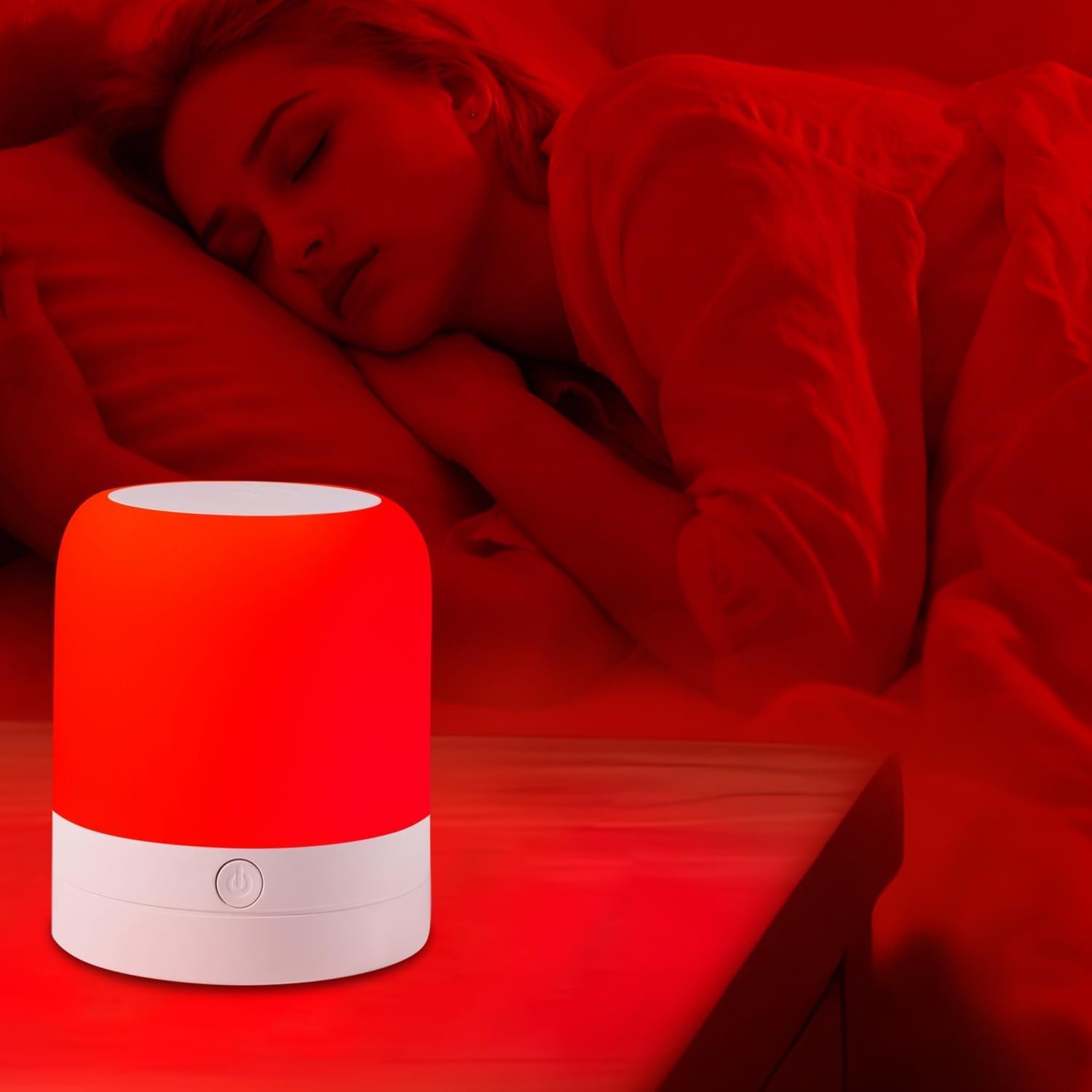 670nm Red Light Night Light Lamp for Sleep – Zero Blue Light, 4 Color Modes Rechargeable Portable & Hangable Design, Dimmable and Auto-Off Timer for Bedroom Nursery Camping