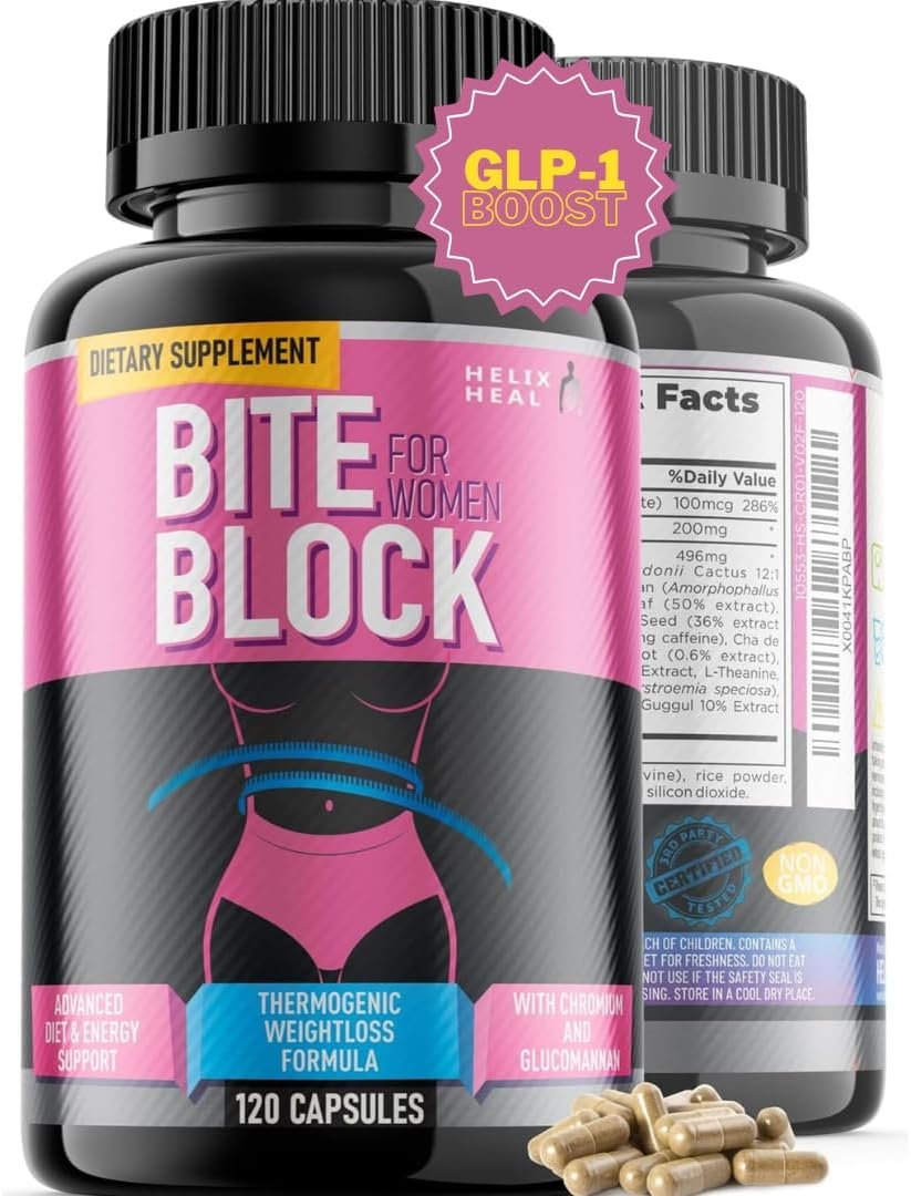 Helix Heal GLP-1 Supplement Weight Loss Diet Pills that Work Fast for Women – Appetite Suppressant for Weight Loss Women w/Chromium Picolinate & Glucomannan | 120 Capsules – 2-Month Supply