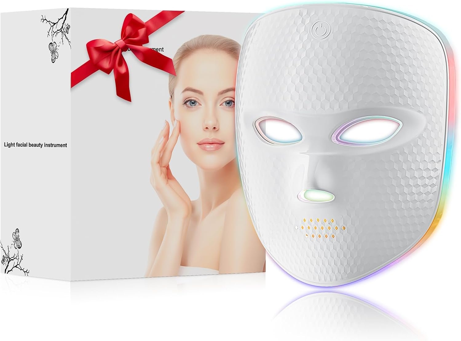 Red Light Therapy for Face Cordless LED Face Mask Light Therapy,USB Rechargeable,Red Mask for Home Working Travel Yoga Sleep LED Silicone mask