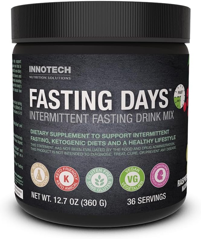 Innotech Nutrition Fasting Days Intermittent Fasting Drink Mix Metabolic & Electrolyte Support 42 Essential Ingredients Raspberry Lime 360g