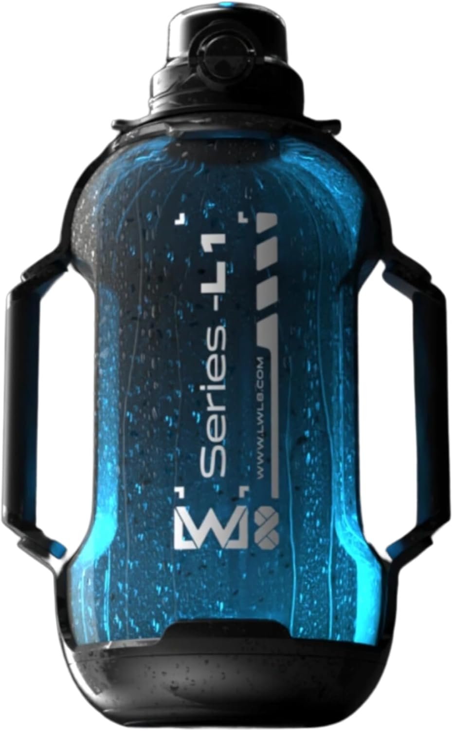 Smart Water Bottle Series L-1 – Tracks Water Intake with Bluetooth, Glows & Remind You To Stay Hydrated | With Built-in Straw | Tracking your bottle | Set Reminders | Denim Black, 44 oz