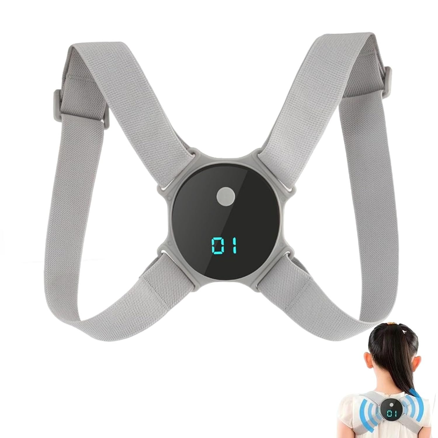 Smart Posture Corrector – Adjustable Upper Back Brace with Vibration Intelligent Posture Reminder, Posture Trainer for Kids, Help to Keep Right Posture (J3000)