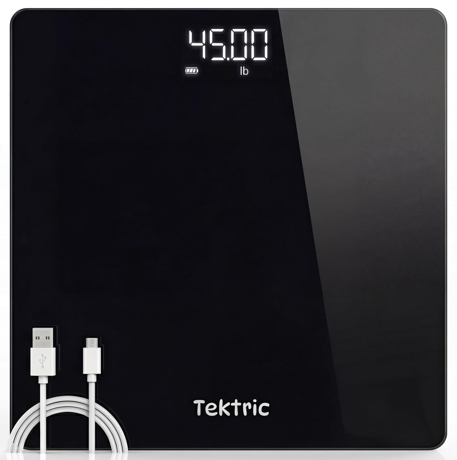 Digital Bathroom Scale for Body Weight – Rechargeable Weight Scale for People with LED Display, KG/LB, 400 lb Capacity, Step-On Technology, Highly Accurate