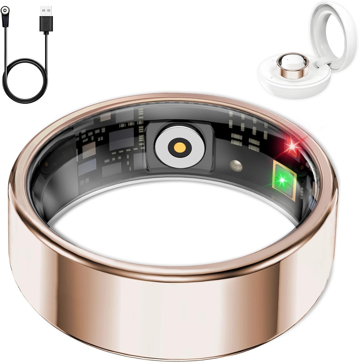 Smart Ring for Women Men, Sleep Tracker Ring, Waterproof Fitness Tracker Health Rings with Heart Rate Monitoring,Blood Oxygen,Stress Distance Calories Steps Tracking,No Subscription Fee(Rose Gold,#10)