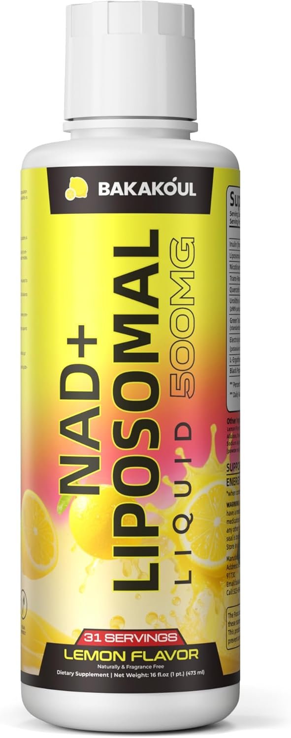 Liposomal NAD+ Liquid Supplement – Designed to Help Support Absorption – Nhanced Cellular Uptake, Helps Support Normal Cellular Health, Supports Cellular Energy Metabolism and Vitality – Lemon Flavor
